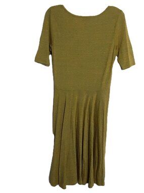 LuLaRoe Dress Size XL Midi Short Sleeve Yellow/Green Color Pullover Casual